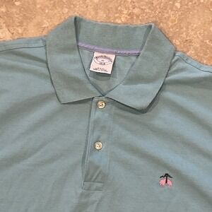 Brooks Brothers Slim Fit Polo Men XL Green Short Sleeve Shirt Logo Cotton Preppy
